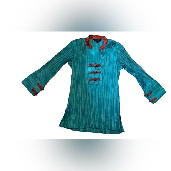 Vintage Hemali’s Green & Red Top Large - Picture 1 of 5